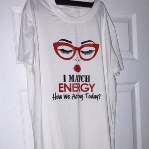 White Graphic T-Shirt with Red Accents